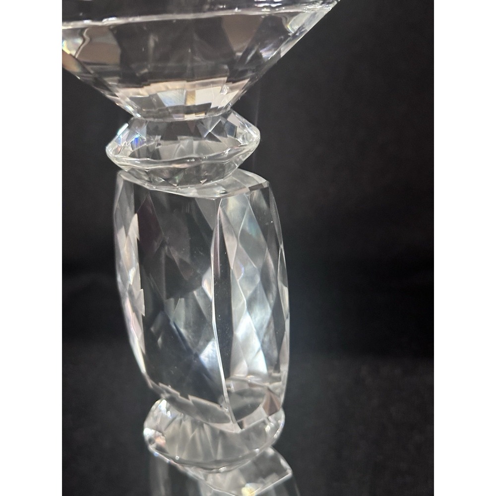 Lafayette Crystal candle holder 10 1/2" Beautiful Square Pattern Cut - Picture 10 of 16